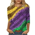 thumbnail image 2 of SOOMLON Mardi Gras Shirts for Women Carnival Tops Tuesday Party 3/4 Sleeve Shirts Funny Color Block Print Outfits Plus Size Crew Neck Tshirts New Orleans Festival Tees 2025 Multicolor XL, 2 of 5