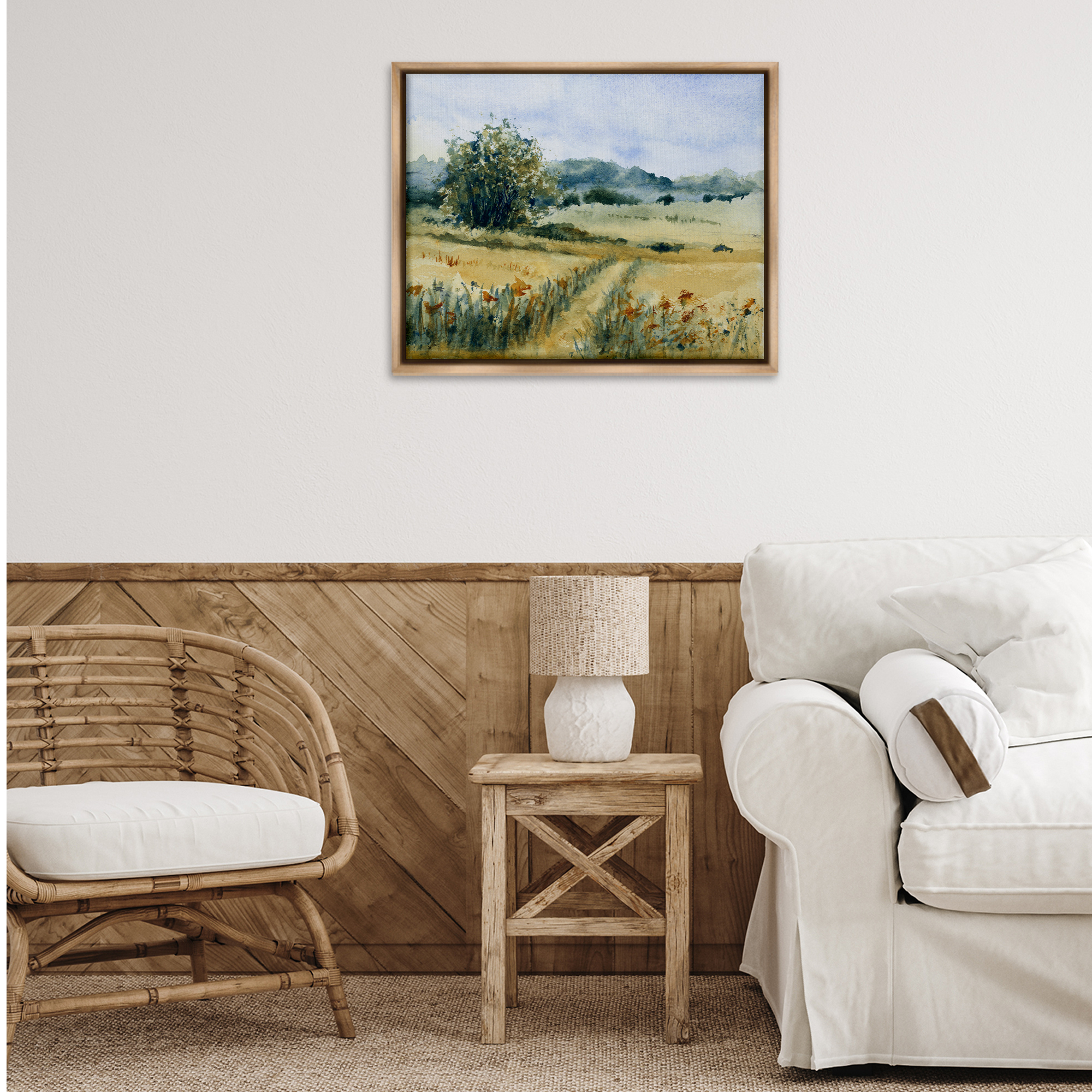 Stupell Industries Heart of the Country Landscape & Nature Painting Brown Floater Framed Canvas Art Print Wall Art, 31 x 25