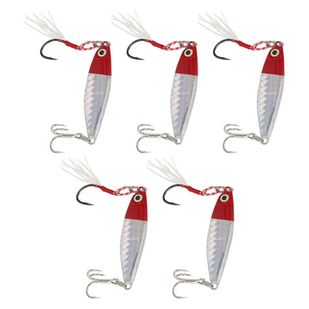 Vib Fishing Lure, 15g 5Pcs Iron Jig Fishing Lures For Bank For River Red  Head Silver Body