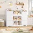 thumbnail image 2 of Hiphuta 55"In Kids Bookcase with Toy Storage Organizer, Wood Bookcase Toy Chest of 10 Compartments, Bookshelf for Kids Bedroom Classroom, White, 2 of 9