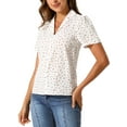 thumbnail image 4 of INSPIRE CHIC Edition V Neck Tops for Women's Elegant Casual Cherry Print Notch Lapel Summer Short Sleeve Blouse L White, 4 of 6
