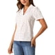 thumbnail image 4 of INSPIRAR CHIC Blusas de Cuello en V para Mujeres Elegante Casual Estampado de Cereza con Solapa Notch Verano Manga Corta XS Blanca, 4 of 6