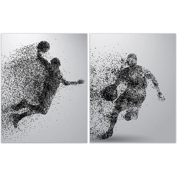 Basketball Wall Art Prints - Set of 2 (11x14) Unframed Basketball Posters - Basketball Poster Set - Basketball Wall Decor - Particle Silhouette