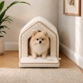 thumbnail image 4 of PAWZ Road Dog Cave Bed, Soft Pet Cave with Removable Cushion, Cozy Pet House for Small Dogs & Cats, White, 4 of 11