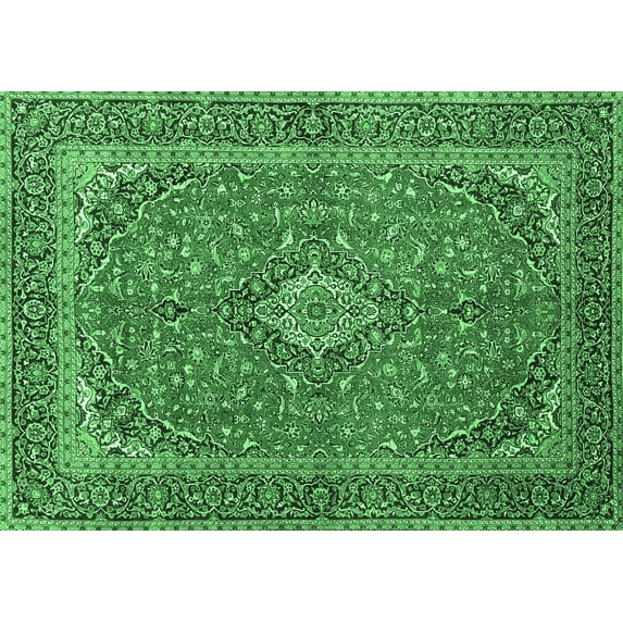 Ahgly Company Indoor Rectangle Persian Emerald Green Traditional Area Rugs, 2' x 5'