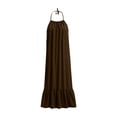 thumbnail image 4 of Tauxra Linen Style Casual Skirts for Women, Adjustable Strap Loose Fit Pull-On Pleated Hem, Daily Home Wear Jumpsuit, 4 of 6