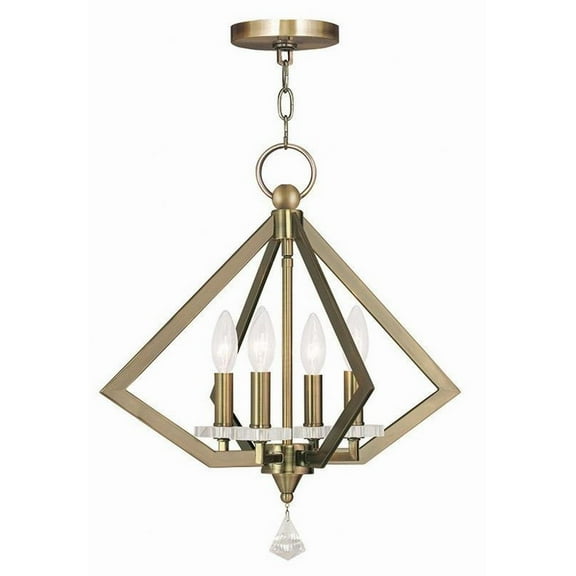 Mid Century Modern Traditional Four Light Chandelier-Antique Brass Finish Bailey Street Home 218-Bel-1764520