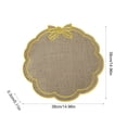 thumbnail image 3 of Linen Placemats Bow Embroidered Round Scalloped Kitchen Place Mats for Wedding Party Home Dining Table Decor, Set of 1, 15 x 15 inch, 3 of 6