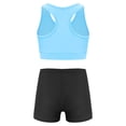 thumbnail image 5 of JanJean Kids Girls Gymnastic Dance Outfit Racerback Crop Top with Shorts Set Sleeveless Yoga Workout Light Blue&Black 12, 5 of 9