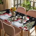 thumbnail image 3 of Black Christmas Table Cloths for 4 Foot Rectangle Tables, Snowman Snowflake Xmas Tree Gifts Patio Waterproof Elastic Fitted Tablecloths, Washable Rectangular Table Cover for Camping, 3 of 8