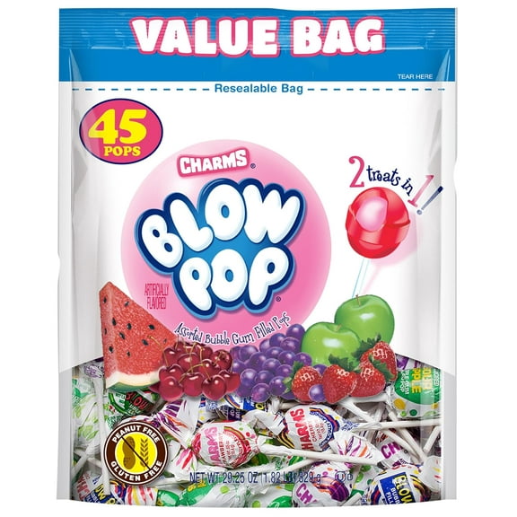 Charms Blow Pops, Assorted Flavors, 45 Count - 29.25 Ounce Bag (Packaging may vary)