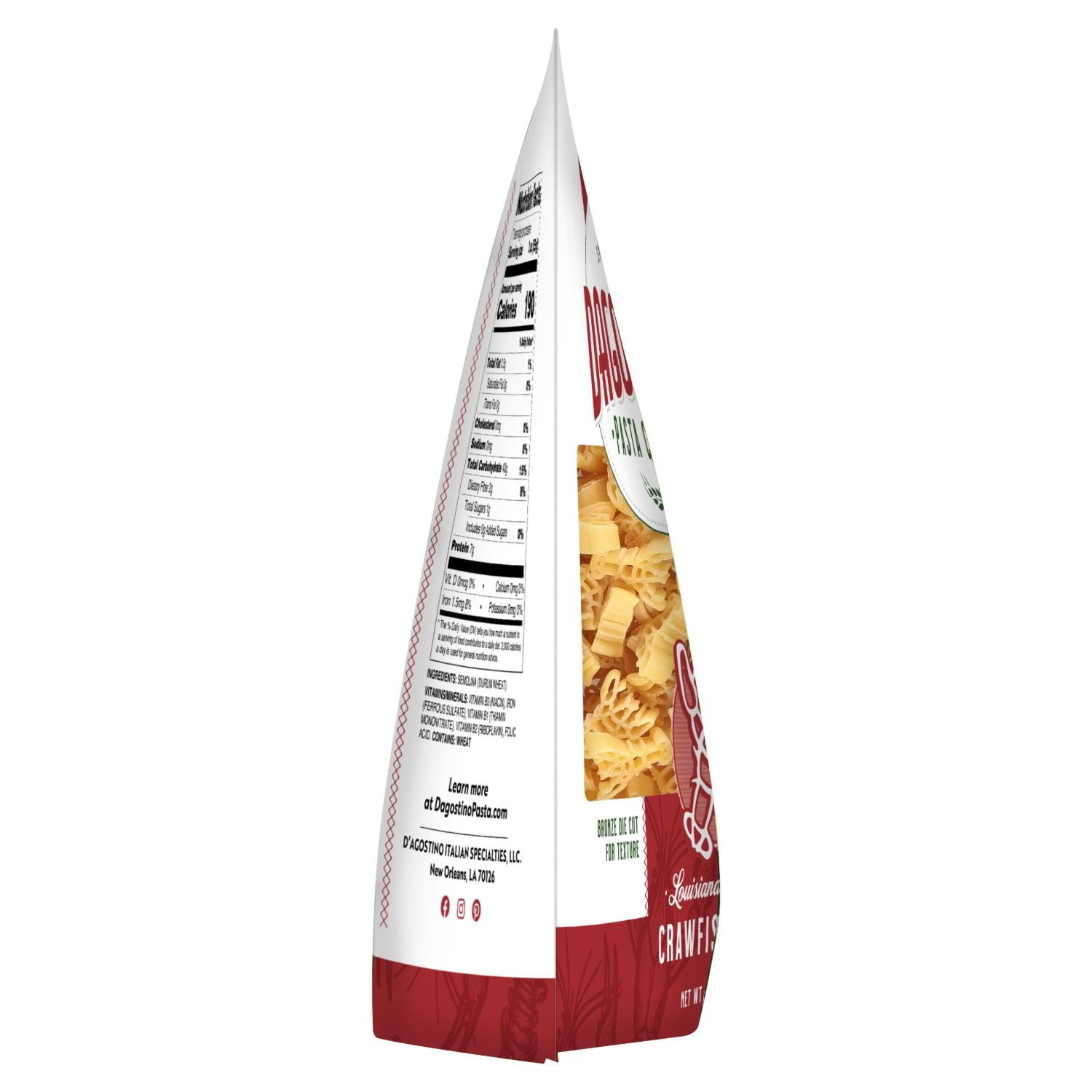 (2 pack) D'Agostino Crawfish Cut Pasta 14.4 oz, Authentic Creole-Italian, Shellfish-Free