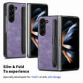 thumbnail image 3 of TECH CIRCLE Case for Samsung Galaxy Z Fold 5 2023 7.6", Premium Leather Hard Plastic Protective Sturdy Cover Case with S Pen Holder, Purple, 3 of 9