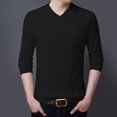 thumbnail image 2 of JTieacloth Big & Tall Mens Sweaters Male V Neck Sweater Simple Slim Fit Trend Underlay Shirt Men's Handsome Solid Color Knitting Shirt(Black), 2 of 6