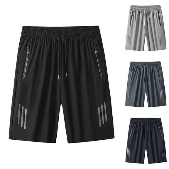 Men's Shorts - Workout Black Quick Dry Basketball Shorts Work Casual Shorts with Pockets Stretch Waist Athletic Gym Short Activewear Workout Shorts for Men
