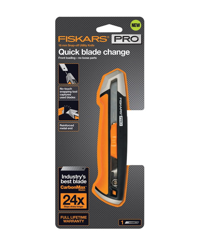 Snap 18 mm Orange/Black Fiskars 770210-1001 Pro Utility Knife 