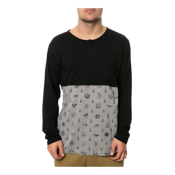 RVCA The Benjamin LS Henley Shirt para hombre, negro, pequeño