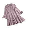 thumbnail image 1 of Tops de Mujer Elegantes Blusas Casuales Camisas de Moda Camiseta de Color Sólido Manga de Trompeta Manga Corta Cuello en V Odeerbi  ODB168709, 1 of 9