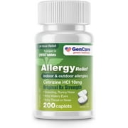 GenCare Cetirizine HCL 10 mg (200 Count) | 24 Hour Non Drowsy Allergy Relief Pills | Best Value Generic OTC Allergy Medication | Antihistamine for Sneezing, Runny Nose and Itchy Eyes | Generic Zyrtec