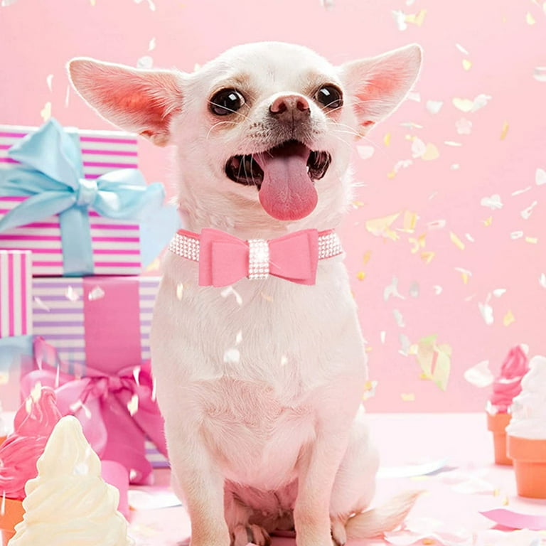 Dog Collar Cute Dazzling Sparkling Soft Suede Leather Dog Cat Rhinestone Collar Crystal Diamond Pet Dog Puppy Collar Pink Walmart
