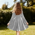 thumbnail image 7 of Tdoqot Girls Velvet Party Dresses- Soft Long Sleeve Elegant Crewneck Kids Winter Midi Dress Gray Size 8, 7 of 7