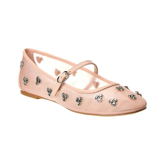 Stuart Weitzman Tammy Mesh & Leather Mary Jane Ballet Flat, 10, Pink