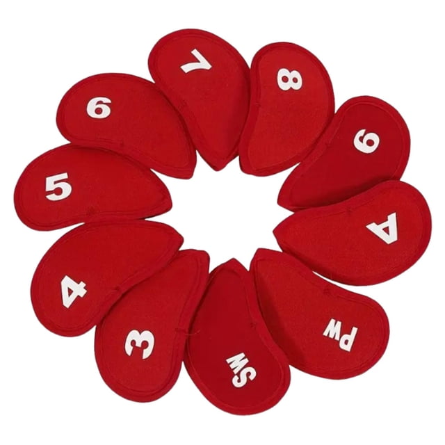 10 fundas para cabezas de hierro de golf, fundas profesionales de neopreno para exteriores. Rojo