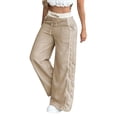 thumbnail image 6 of Abomasnow Womens Parachute Pants Y2K Side Striped Wide Leg Sweatpants Elastic Drawstring Waist Jogger Pants with Pockets, 6 of 6