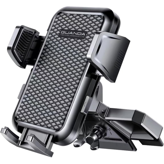 GUANDA Car Sturdy CD Slot Phone Mount, Anti-Vibration, Rotatable Universal Firm-Hold CD Player Phone Holder for Car, Single-press Release, Heat-Resistant, Compatible with iPhone & Samsung