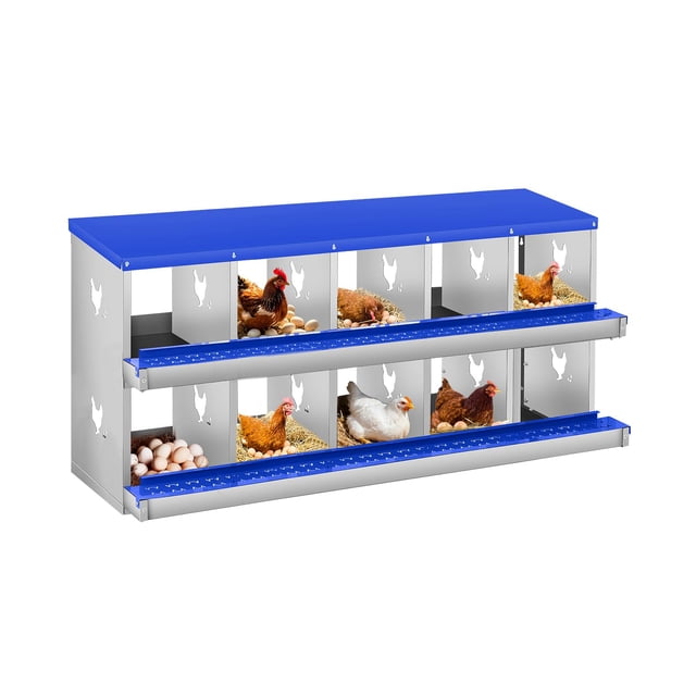 Yeshouse Nido para gallinas de 6, 8 y 10 agujeros, de acero galvanizado inoxidable, para gallinas, fácil de recoger y limpiar