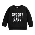 thumbnail image 2 of Kmbangi Children Halloween Printed Pattern Pullover, Black Round Collar Tops, 2 of 7