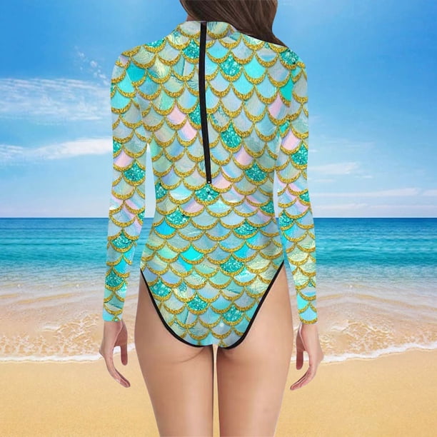 WILLBEST Traje de Baño Mujer 2 Piezas Elegante Traje de Baño con Estampado de Escamas de Pescado para Mujer Combinación de Moda y Comodidad 1750