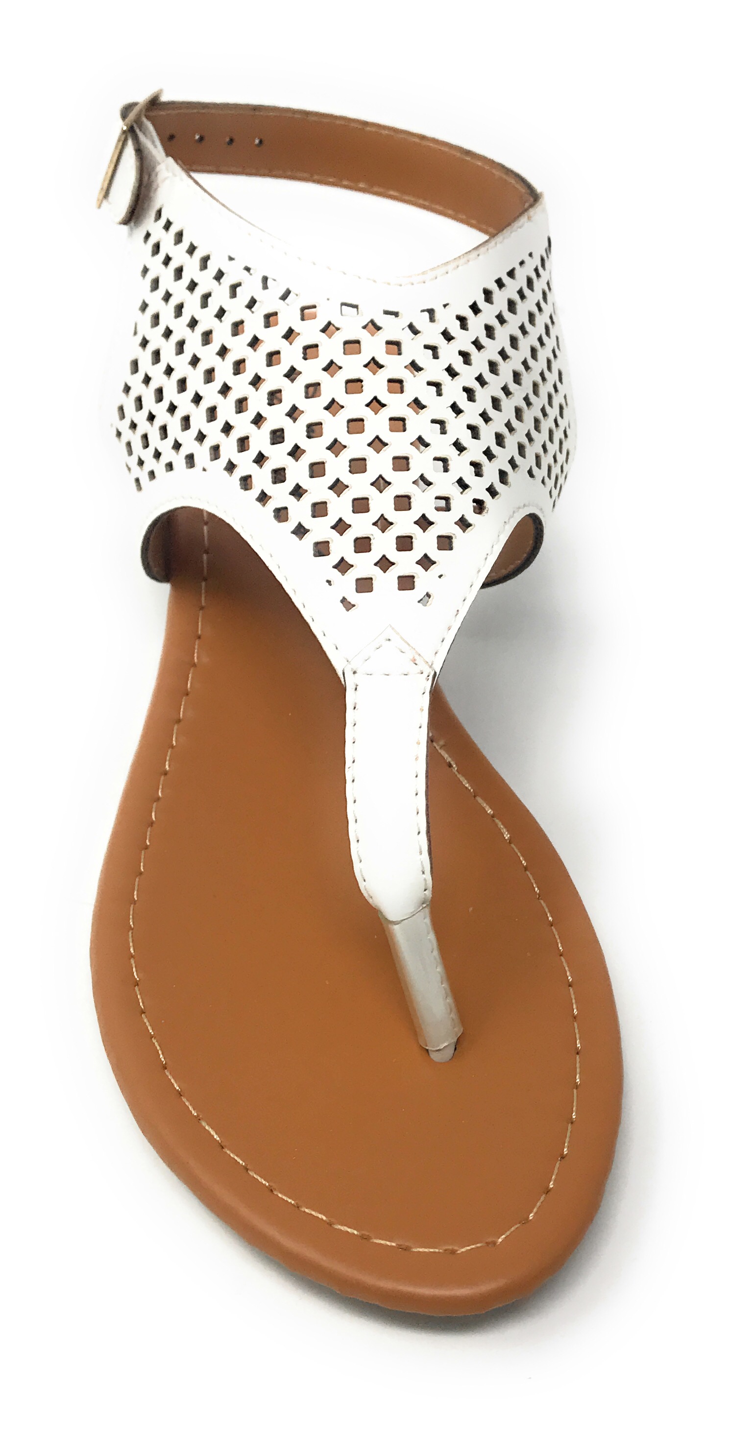 Victoria K Women's Laser Cut Out Pattern with Studded and Side Strap Wedge Sandals