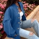 thumbnail image 4 of AUNVITO Women's Solid Color Lantern Sleeve Stand Collar Casual Button Front Jacket with Pockets Relaxed and Trendy Style, 4 of 9