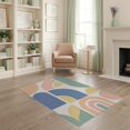 thumbnail image 2 of ODIKA 4'x6' Pastel Multicolor Retro Gradient Arch Washable Area Rug Mid Century Modern Aesthetic Pattern Stain Resistant, Low Pile, Easy Care for Dorm Room, Small Living, 2 of 7
