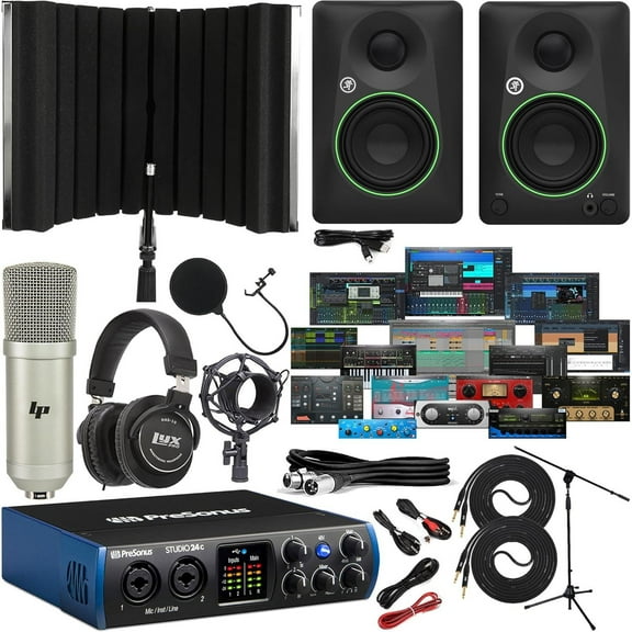 PreSonus Studio 24c USB‑C 2×2 Audio Interface Bundle with CR‑style Monitors, DAW & Recording Kit