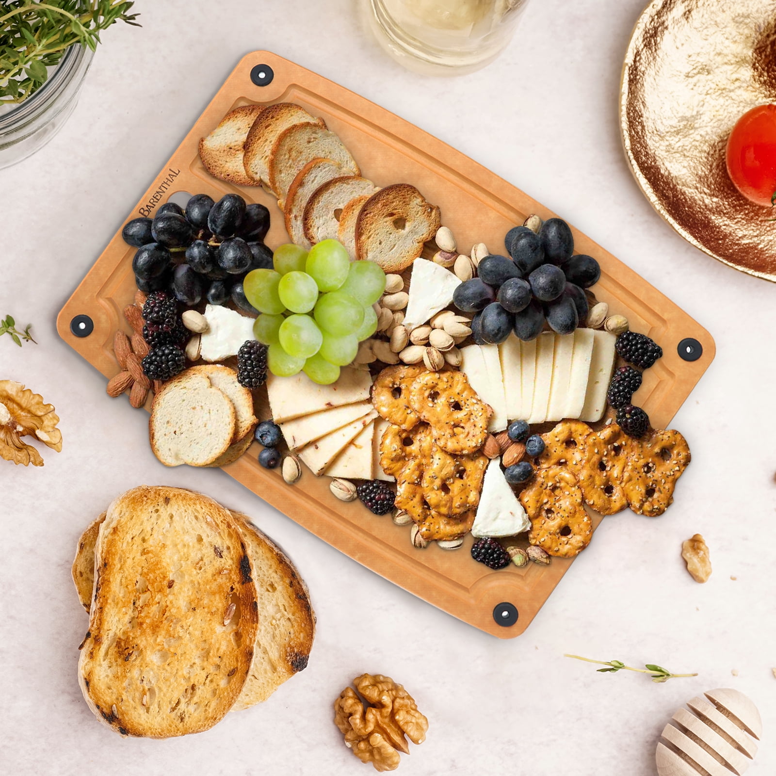 Pine Fiber Composite Reversible Cutting Board 2-Pack with Juice Groove, Medium & Large, Dishwasher Safe