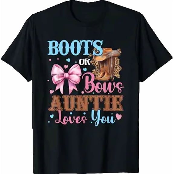 Boots Or Bows Auntie Loves You Gender Reveal T-Shirt