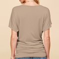 thumbnail image 4 of Hvyesh Womens Short Sleeve Boat Neck Side Shirring Dolman Drape Top Plus Size Solid Blouse Slim Fit Business Work Tee Shirt Khaki,XL, 4 of 6