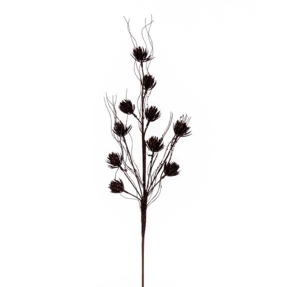 Vickerman 30" Chocolate Mini Flower Glitter Spray, 6 per bag.