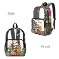 thumbnail image 2 of ZIATUBLES Clear Backpack, Heavy Duty Fabric & PVC Transparent Bookbag with Sloth Flower Butterfly Print, Large Capacity See Through Backpack for School College Work Travel Security, 2 of 7