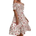 thumbnail image 1 of Txlixc Vestido floral femenino, manga corta, fiesta de verano de cintura alta Txlixc moda, 1 of 8