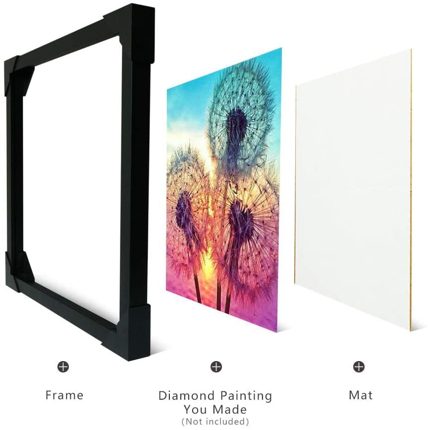Poster Photo Frames Wall Gallery Photo Frames Real Wood,Black WOFFMX 12x12 Diamond Painting Picture Frame DK001 Compatible With 12 X 12 inch & 30cm X 30cm Canvas Size,Display Pictures 10x10 With Mat or 12x12 Without Mat