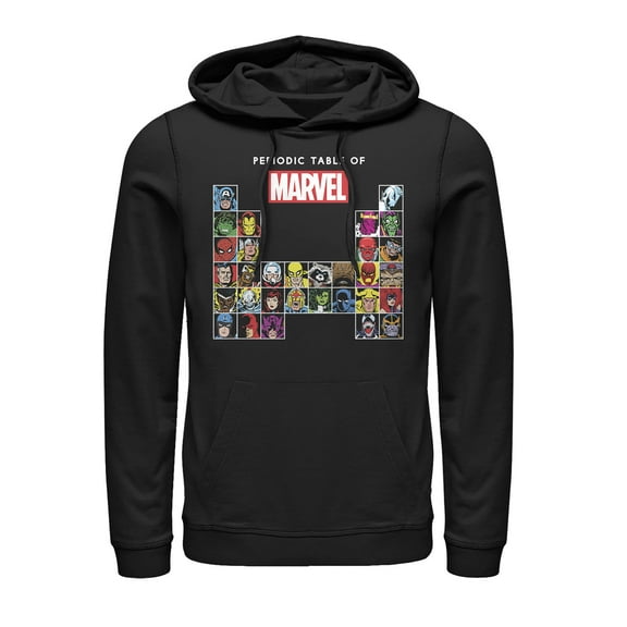 Men's Marvel Periodic Table of Heroes  Pull Over Hoodie Black 3X Large