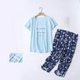 thumbnail image 2 of Chuancc Athleisure Sets Women Ladies Nightgowns Knee Length Womens Pajama Sets Plus Size Cotton Nightgowns Womens Pajama Sets Shorts Womens Nightgowns Womens Pajama Shirt Blue XL, 2 of 3