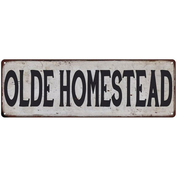 OLDE HOMESTEAD Vintage Look Rustic 8x24 Metal Sign Chic Retro 108240035148