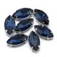 thumbnail image 1 of Sew on Rhinestone Multi-strand Links Glass Rhinestone with Platinum Tone Brass Prong Settings Garments Accessories Faceted Horse Eye Prussian Blue 12x6x4.5mm Hole: 0.8~1mm, 1 of 3