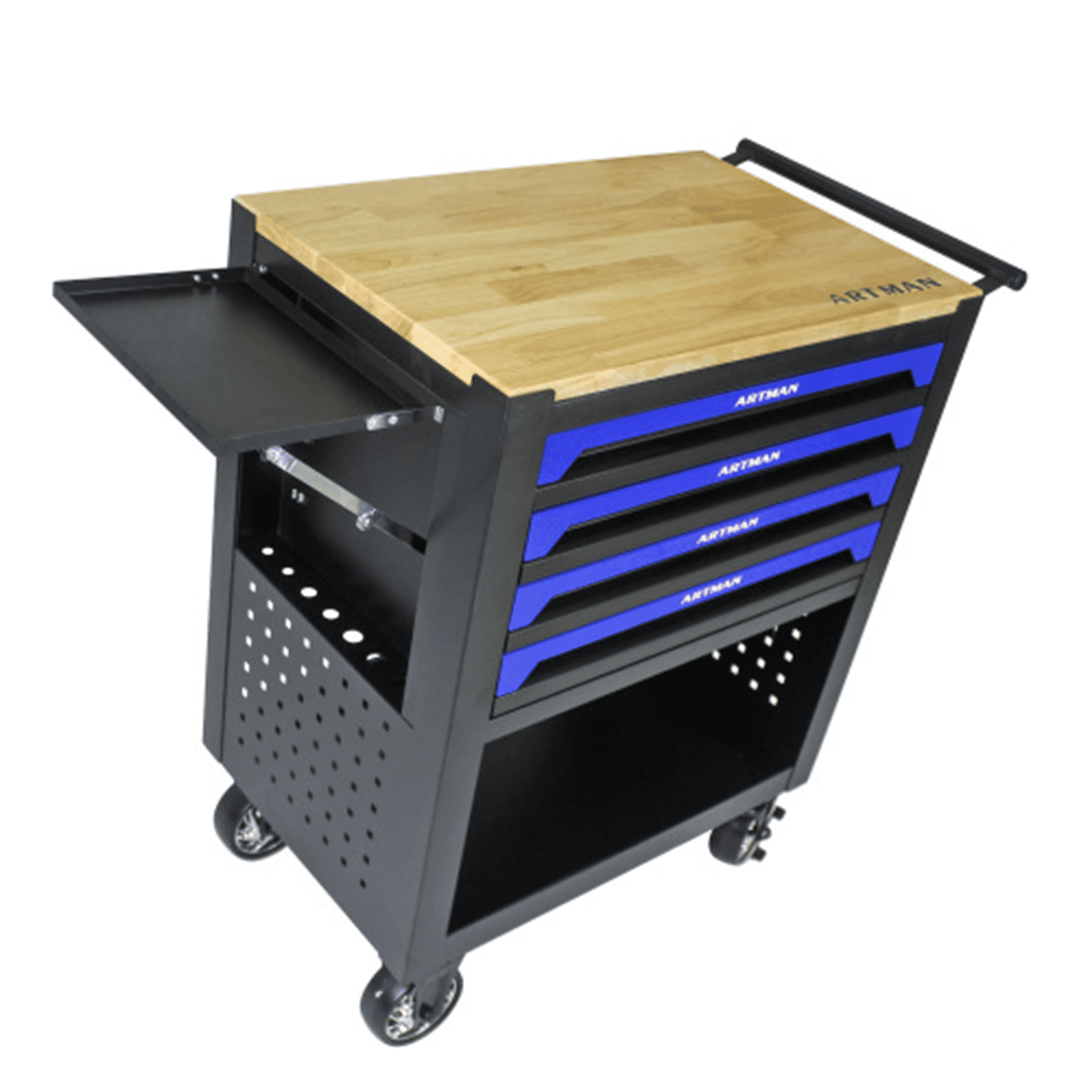 ARTMAN 4-Drawer Rolling Tool Chest with  Wheels and Wooden Top,Steel Storage Locking Tool Cart for Garage Workshop Rapair Shop