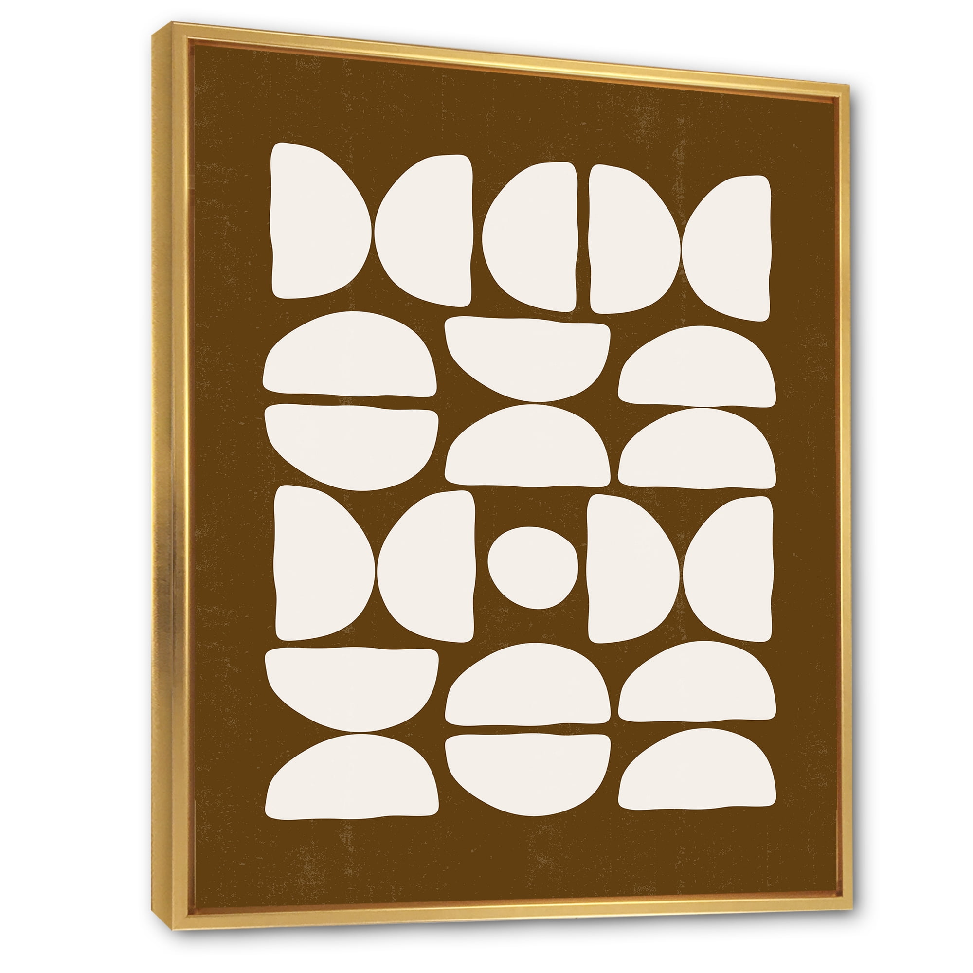 Designart 'Abstract Minimal Half Moons Composition' Modern Framed Canvas Wall Art Print
