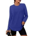 thumbnail image 3 of ZyeKqe Womens Workout Tops Crewneck Long Sleeve Shirts Sun Protection Quick Drying Athletic Hiking Running Activewear Tees, 3 of 9